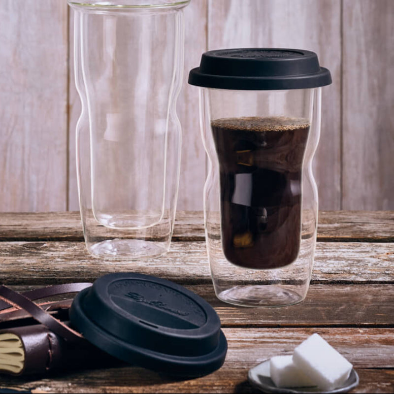 Thermic Glass Drink & Design Coffee On The Go Tazza Caffè Large 46 cl In Vetro Termico Borosilicato