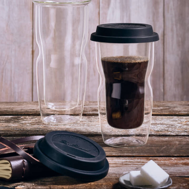 Thermic Glass Drink & Design Coffee On The Go Tazza Caffè Large 46 cl In Vetro Termico Borosilicato