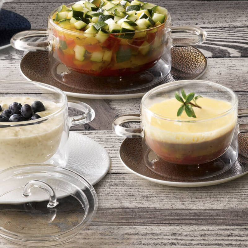Thermic Glass Food & Design Tegamino Monoporzione 12 cl In Vetro Termico Borosilicato Set 2 Pz