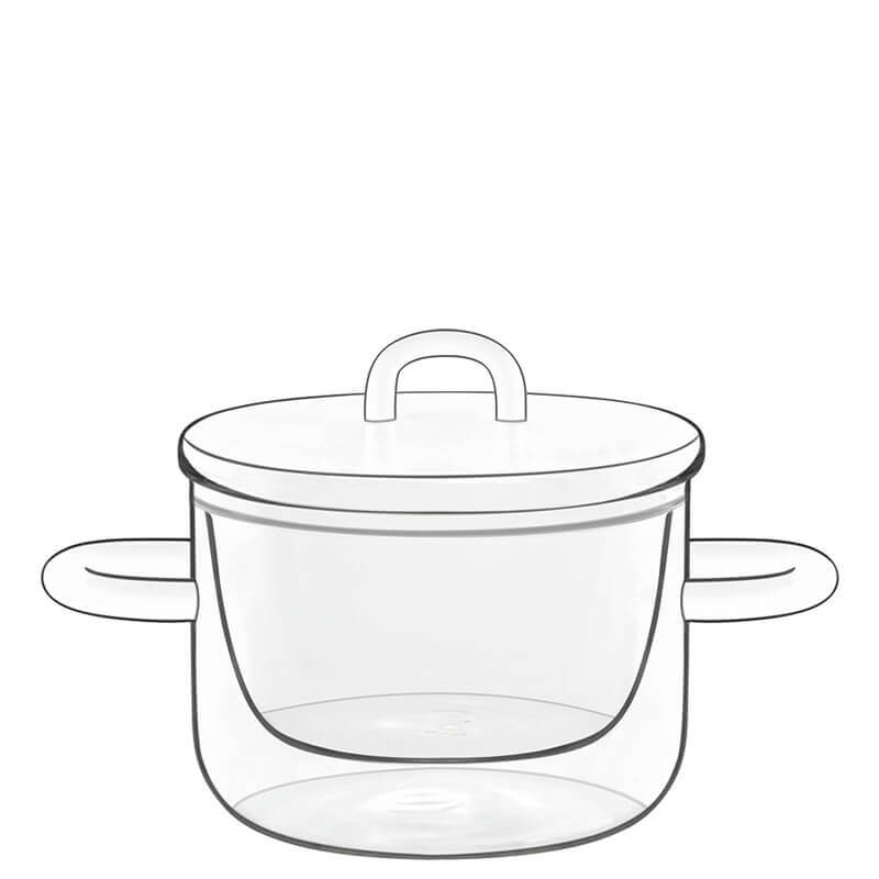Thermic Glass Food & Design Small Pot with Lid 25 cl Set 2 Pcs