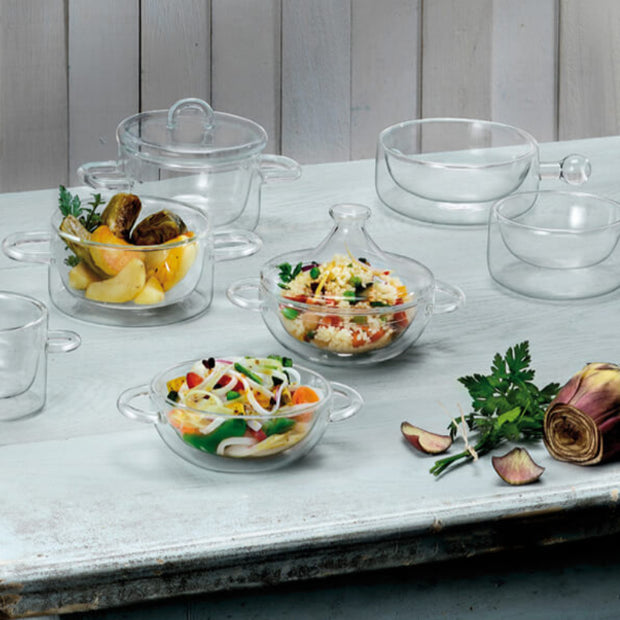 Thermic Glass Food & Design Tegamino Monoporzione 27 cl In Vetro Termico Borosilicato Set 2 Pz