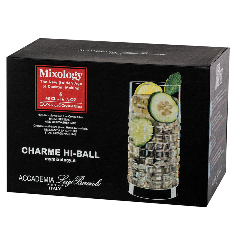 Mixology Charme Bicchiere Bibita Hi-Ball 48 cl In Vetro Set 6 Pz