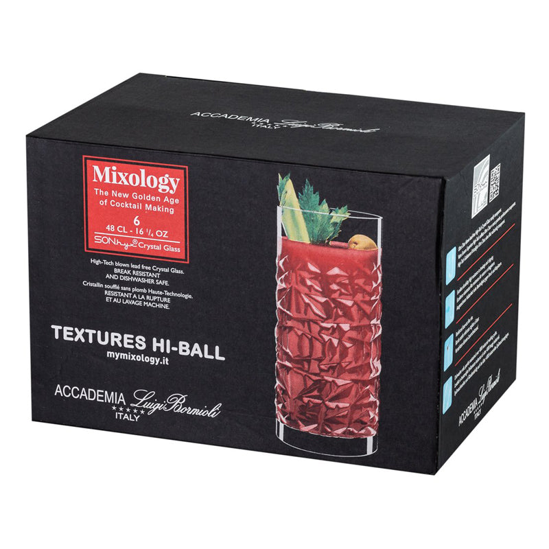 Mixology Texture Highball Drink Glass 48 cl Set 6 Pcs