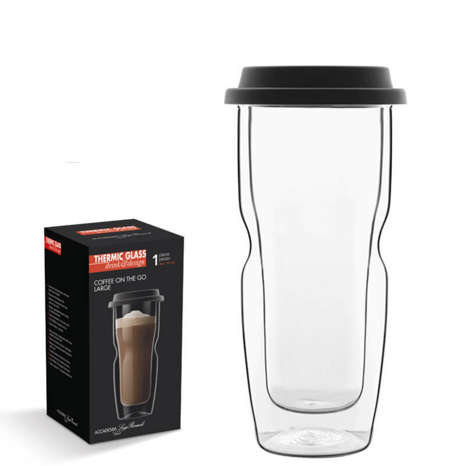 Thermic Glass Drink & Design Coffee On The Go Tazza Caffè Large 46 cl In Vetro Termico Borosilicato